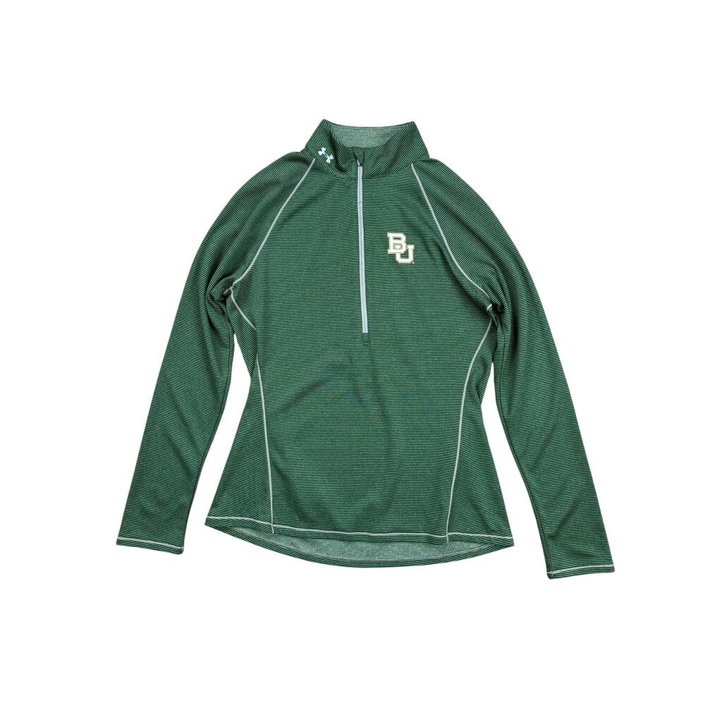 Under Armour Baylor Bears Mock Neck Pullover Green — Size M